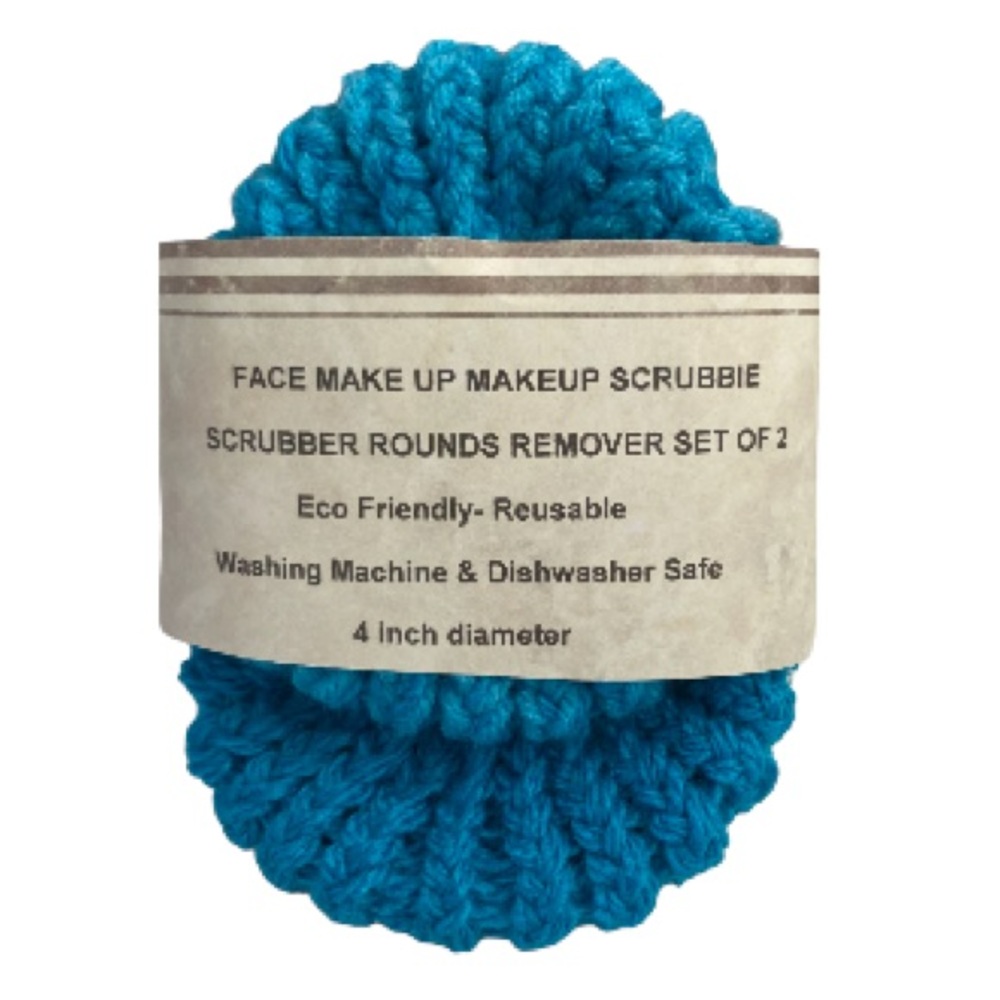 Face Make Up Makeup Scrubbie Scrubber Rounds Remover Blue 4 inches Set of 2